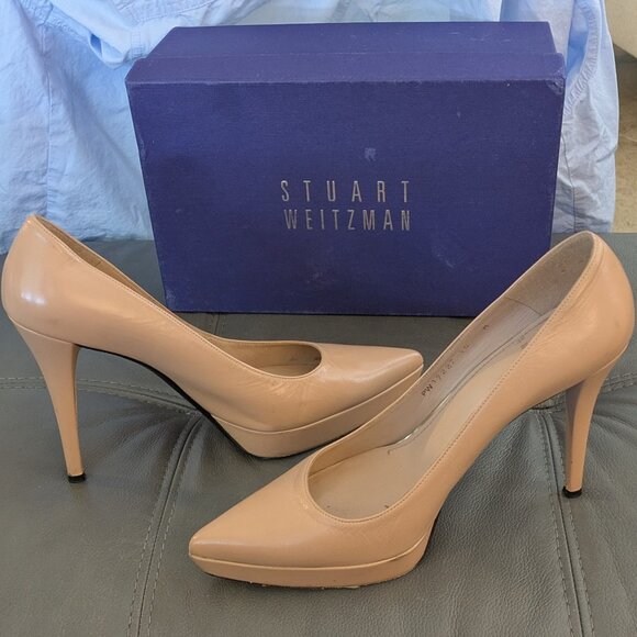 Stuart Weitzman Point Adobe Kid/Beige - Picture 1 of 2